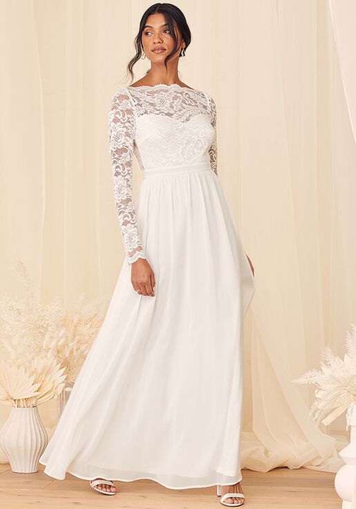 Lulus Your Ever After White Lace Long Sleeve Maxi Dress Wedding Dress ...