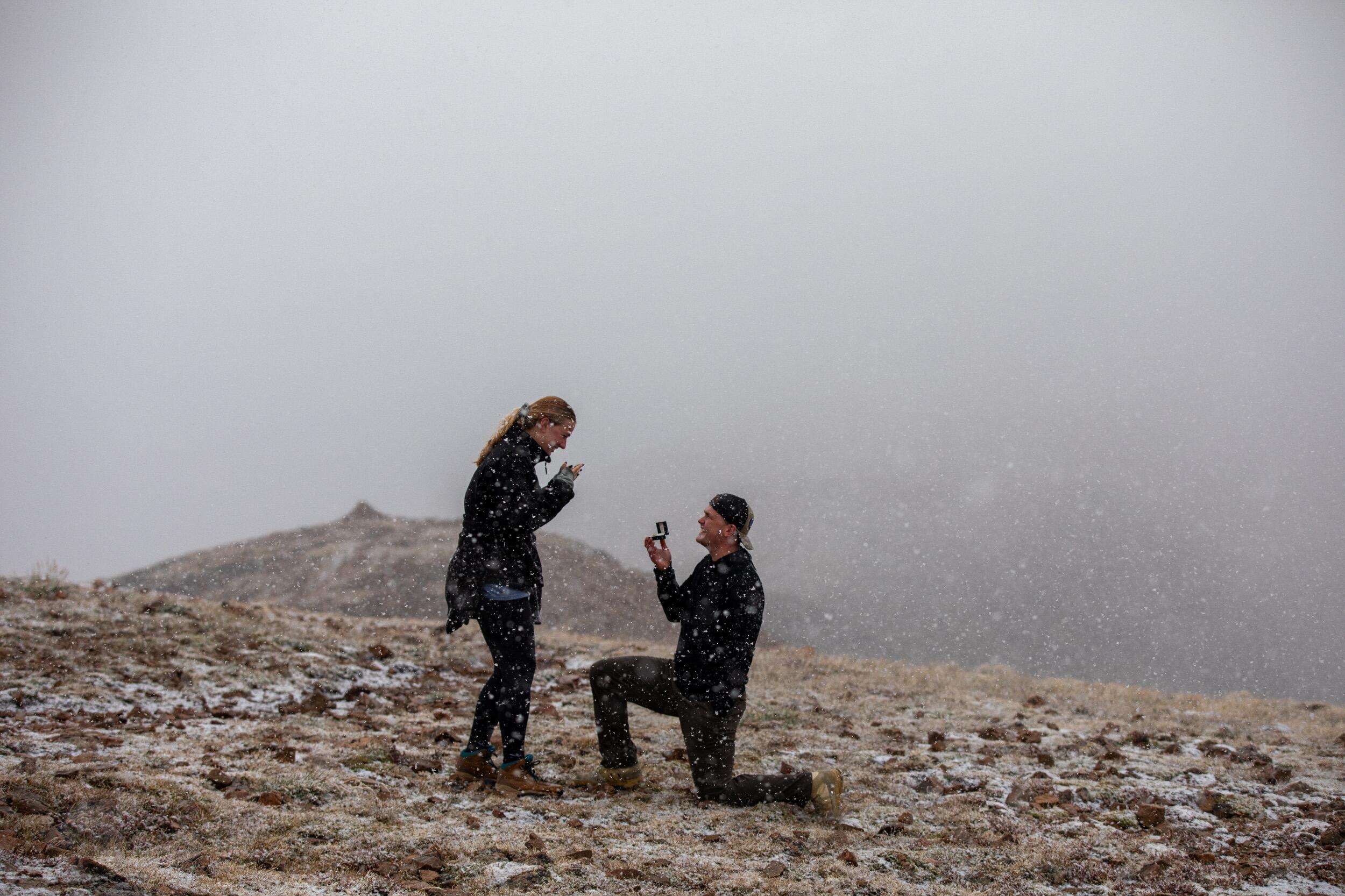 The drop of the knee: After careful planning and The Lord BLESSING the weather with snow, we climbed Loveland Pass once more.. and this time, we weren't coming down just as boyfriend/girlfriend. 