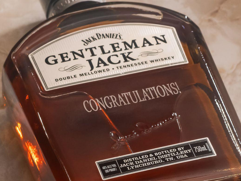 A custom engraved bottle of whiskey for your son on his wedding day