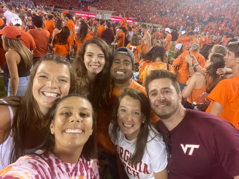 Julia's first VT football game - ending with storming the field