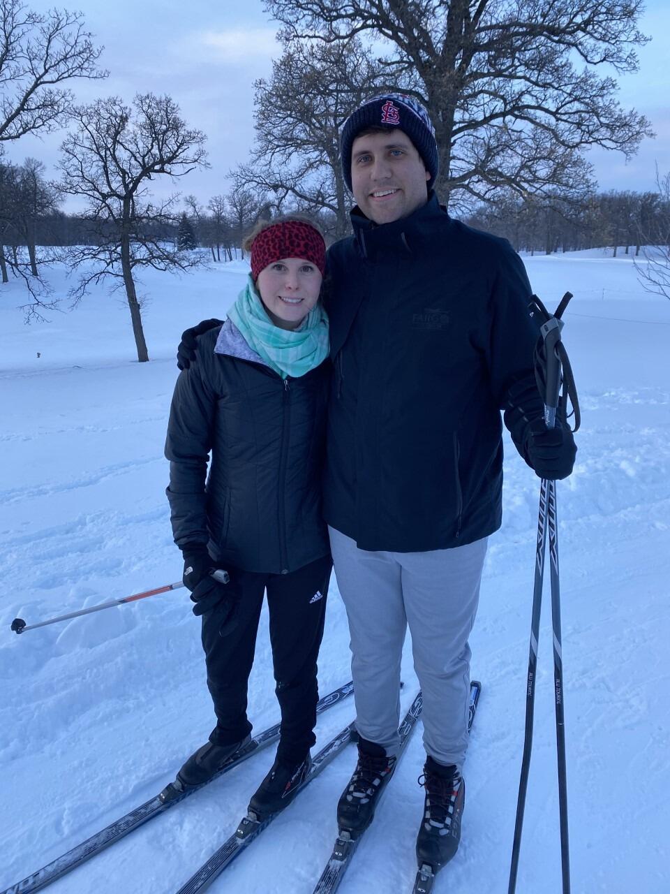 Kenzie embracing her first "real" winter. We found that we enjoy cross country skiing and also partake in a curling league during the winter. 