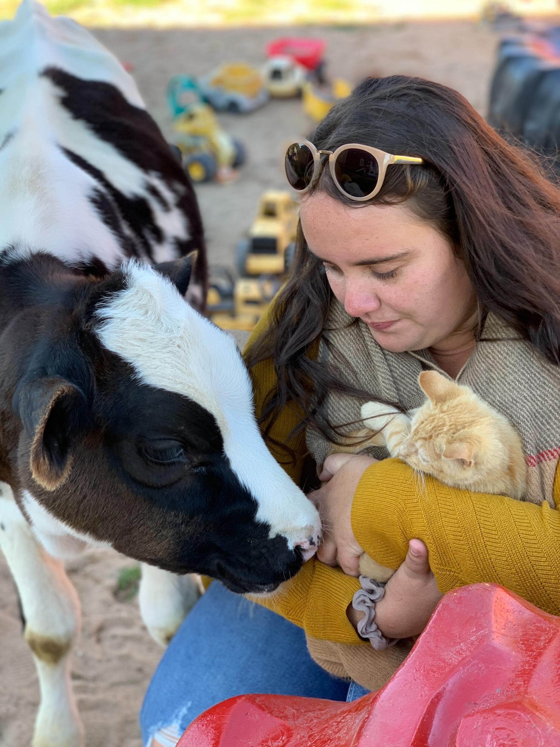 Shawnacey loving all the farm animal babies was when Mitchell knew he loved Shawnacey.