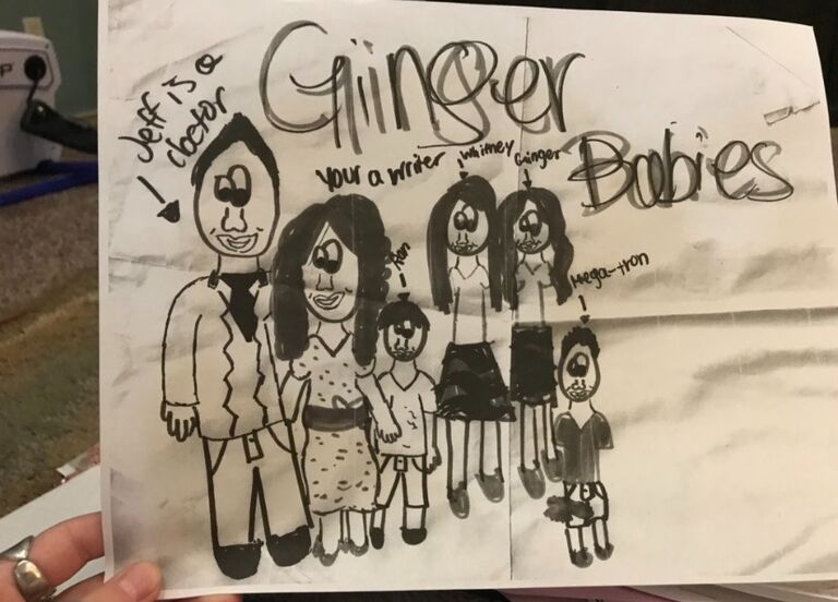 A drawing by Whitney Ward, also put in the time capsule. Not sure how accurate it is overall, but at least she predicted that we would end up together! (not ruling out mega-tron as a baby name though)