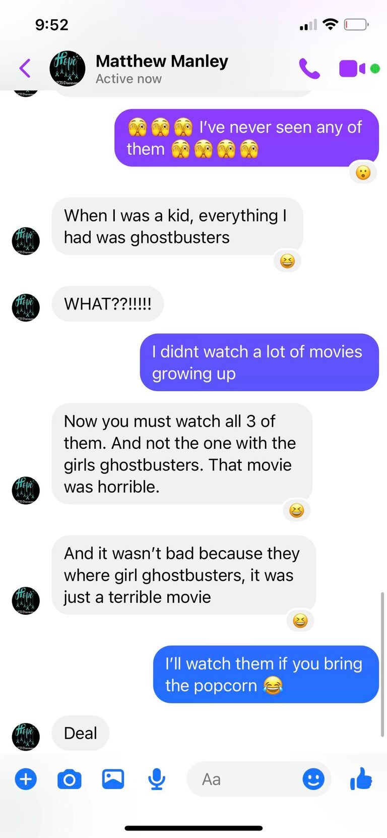 That Friday Matthew messaged Michaela under the guise of "wanting to know how being a pastor was going" and they never stopped talking from there. (Peep the conversation about Michaela never seeing ghostbusters) Matthew messaged Michaela everyday and for a few months that's all they did.