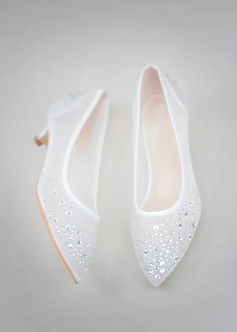 mesh kitten heels embellished with crystals