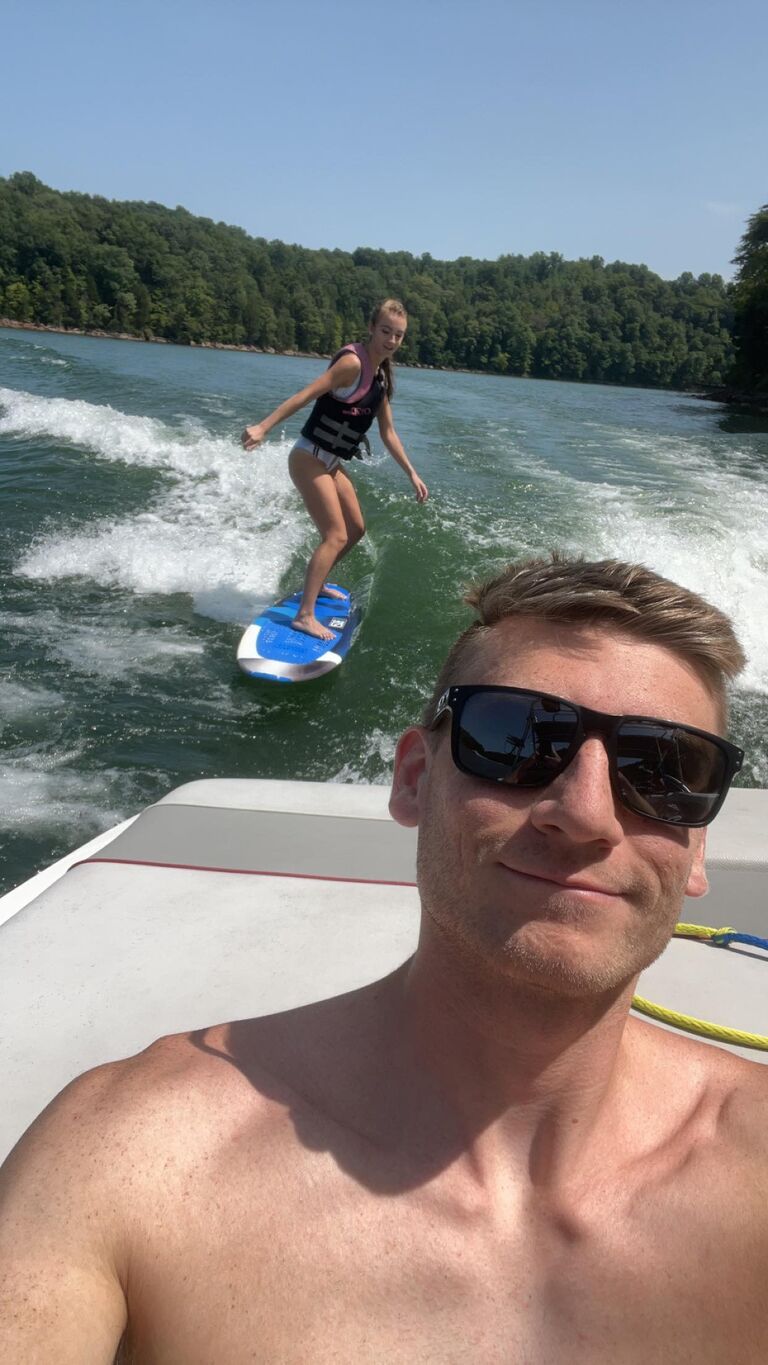 And spent time during the summer together to Norris lake, teaching Megan to ski and surf.