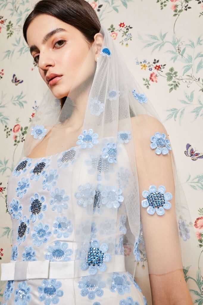 Blue floral veil from Over The Moon