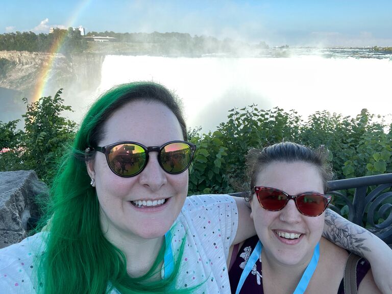Our one year anniversary. Zoë surprised Megan with a trip to Niagara Falls. We especially love the rainbow in every picture.