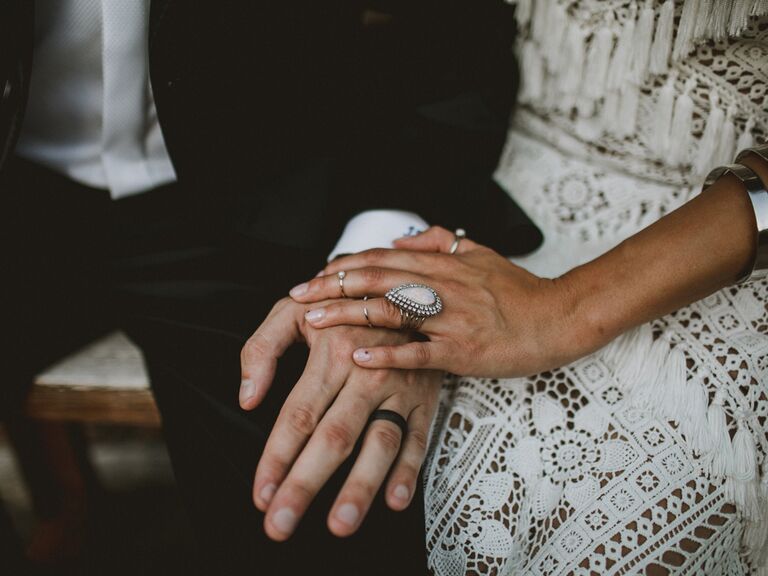 bride and groom wearing rings