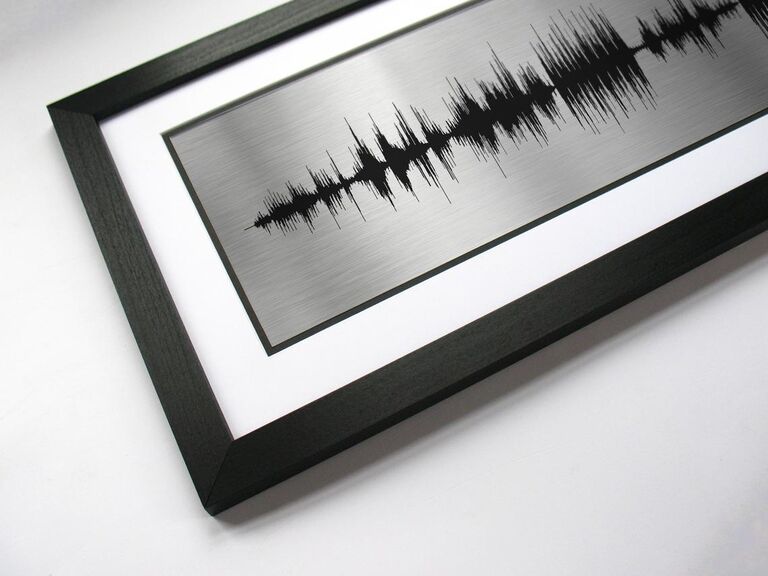 Silver-tone onda sonora stampa artistica in cornice nera