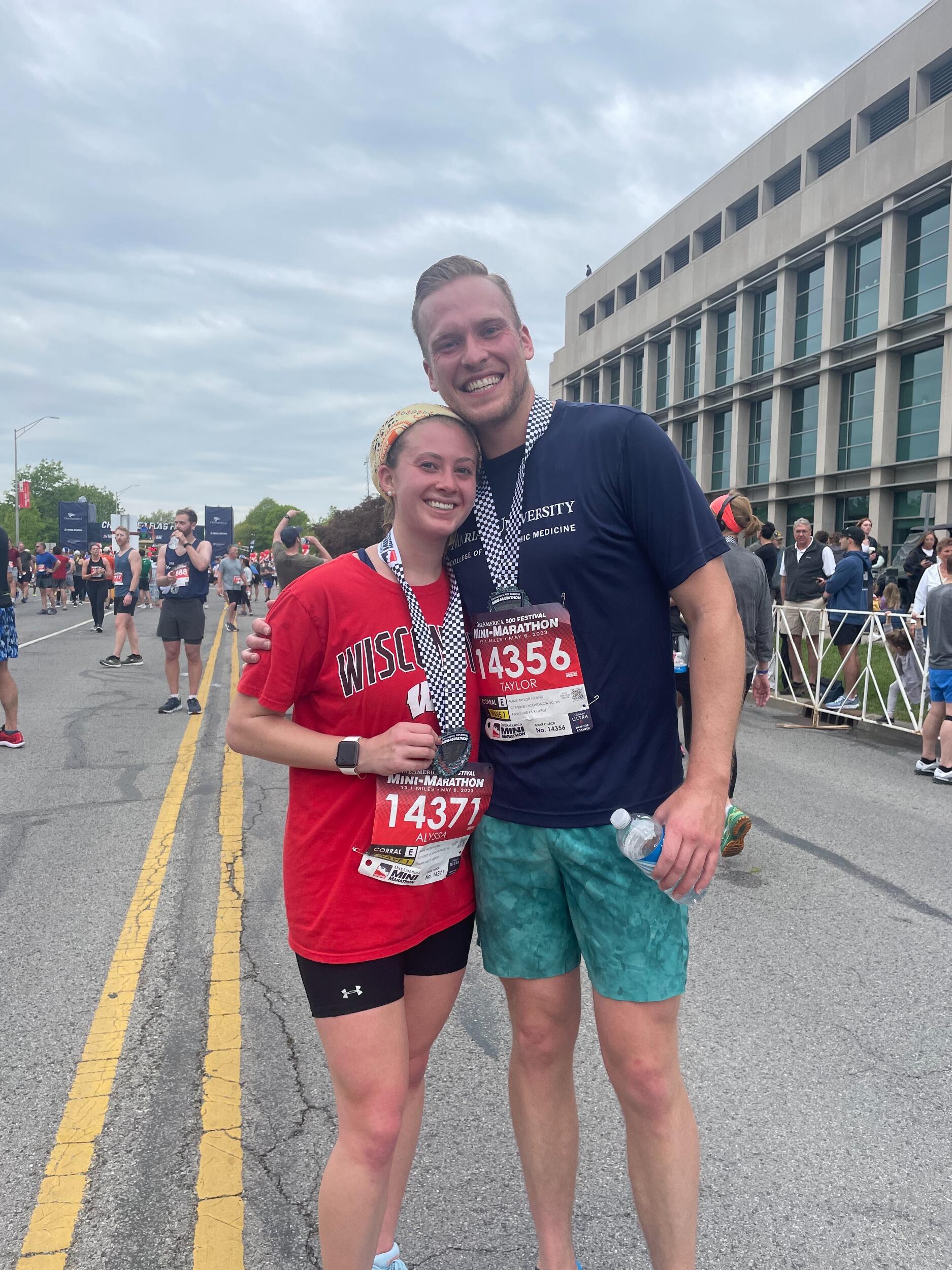Taylor's first Indy Mini Marathon! (Alyssa continues to turn Taylor into a runner :-))