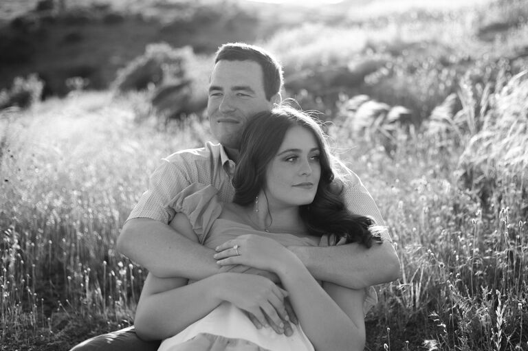 Black and White engagement photo. Photo by Metcalf Creative