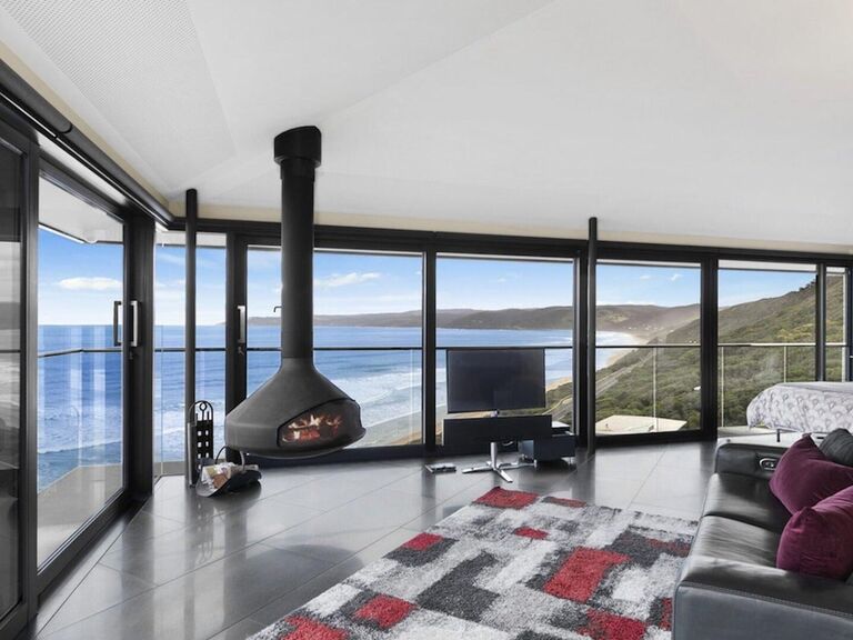 Living room area with ocean view