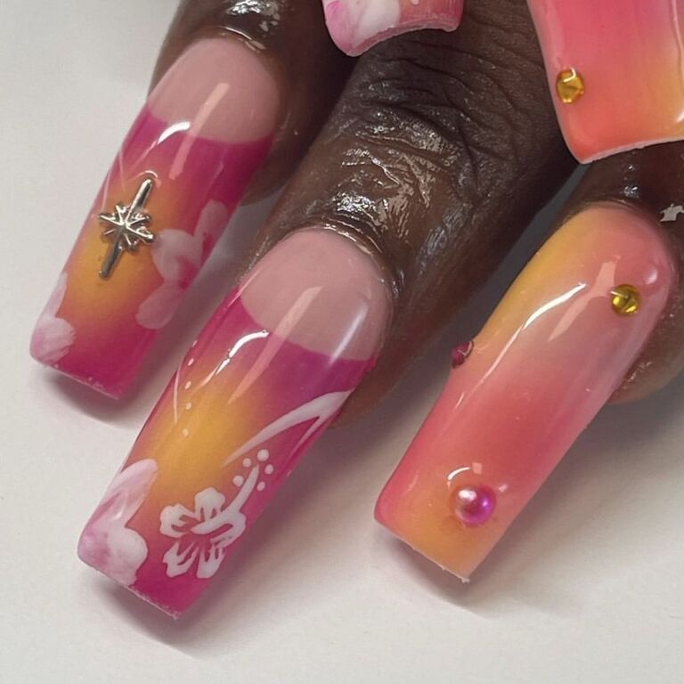 tropical ombre wedding nails inspiration