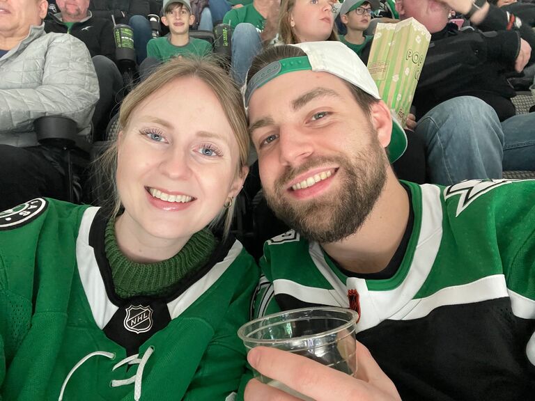 Exactly one year later, we were sitting in the same seats celebrating with a Dallas Stars win. I didn't even realize it was our anniversary until it popped up on my phone.