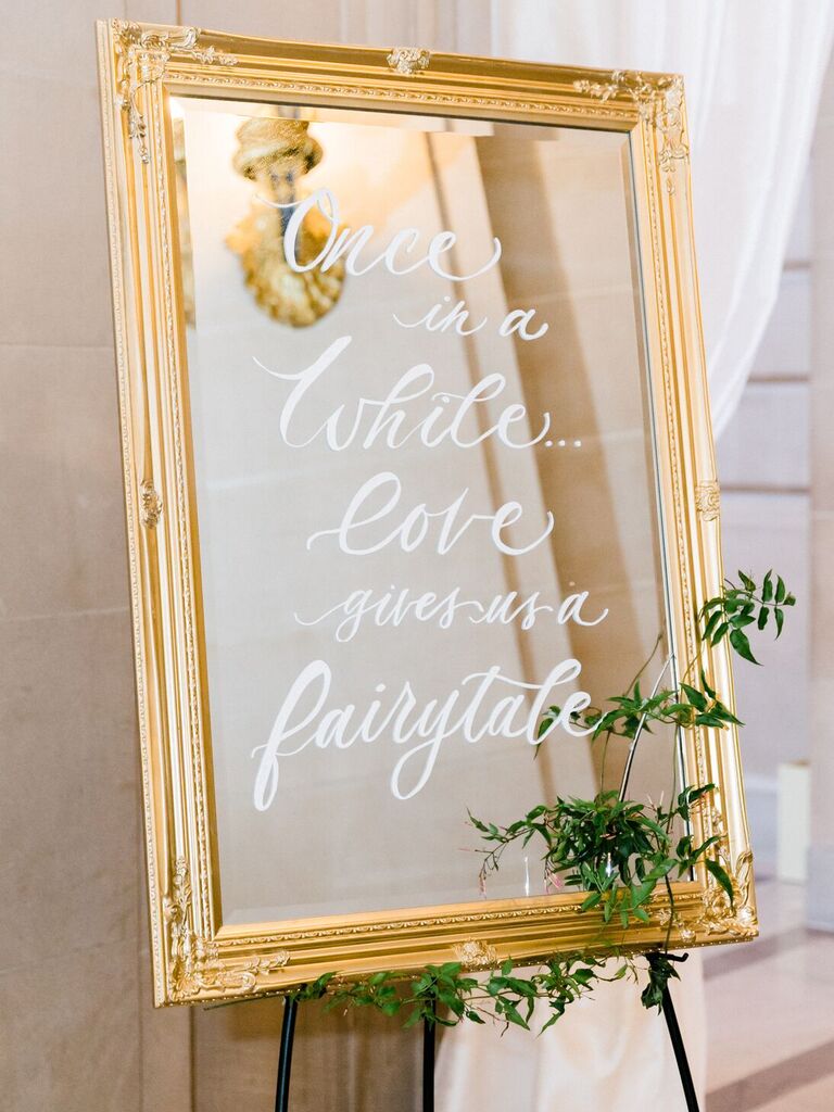 Elegant mirror wedding sign