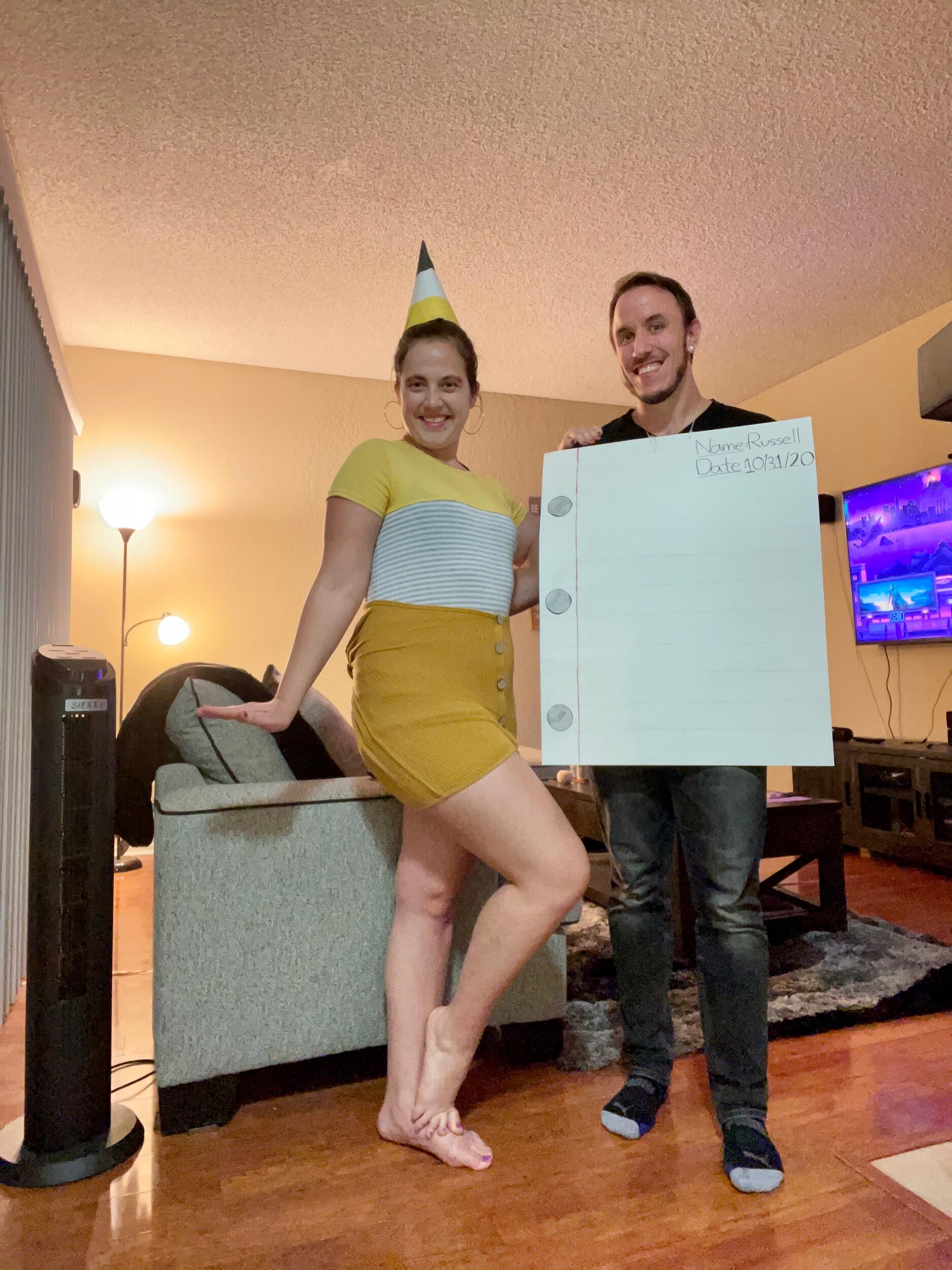 Our first Halloween together! We loved getting creative with our costume. 