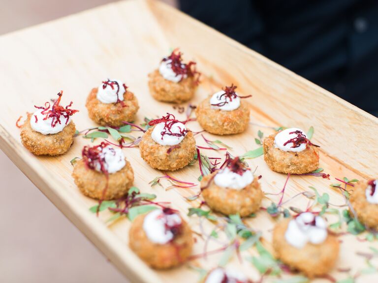 Mini crab cake appetizers for your wedding reception food ideas