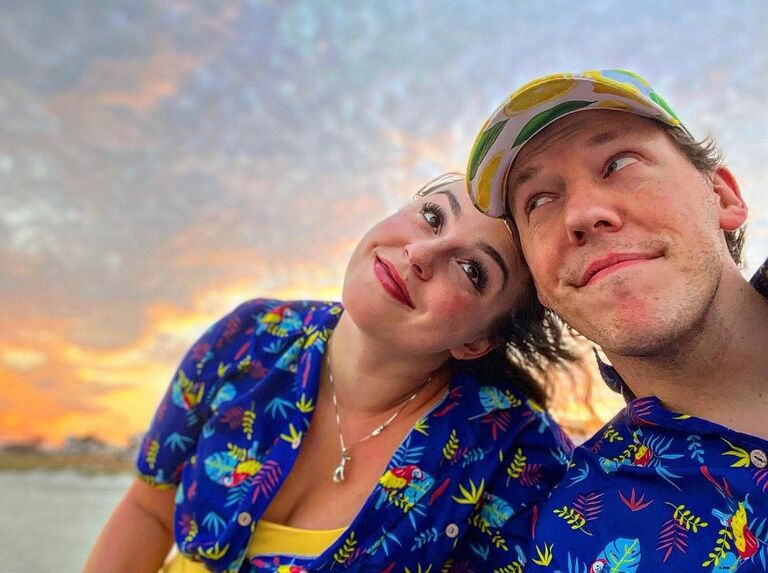 You know we're getting serious...matching parrot shirts....