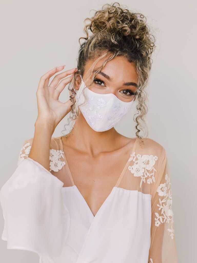 Wedding face Mask - JUST MARRIED MASKS Embraided mask