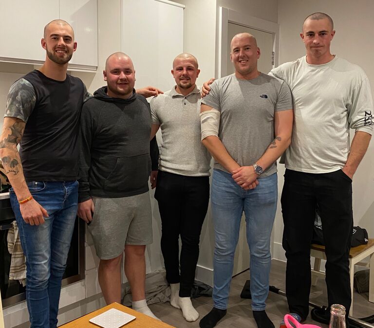 The best support team!! Poor Owen (far right) looks least impressed haha