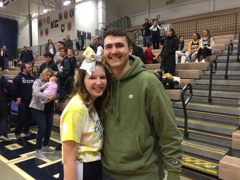 Aaron went to my senior night for cheer.