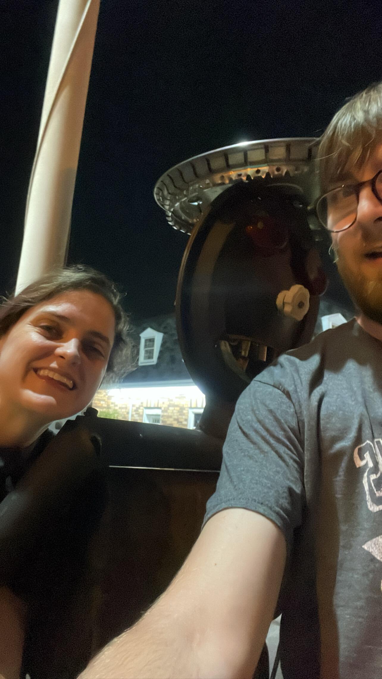 Mike, Amanda, and the muffler man. 