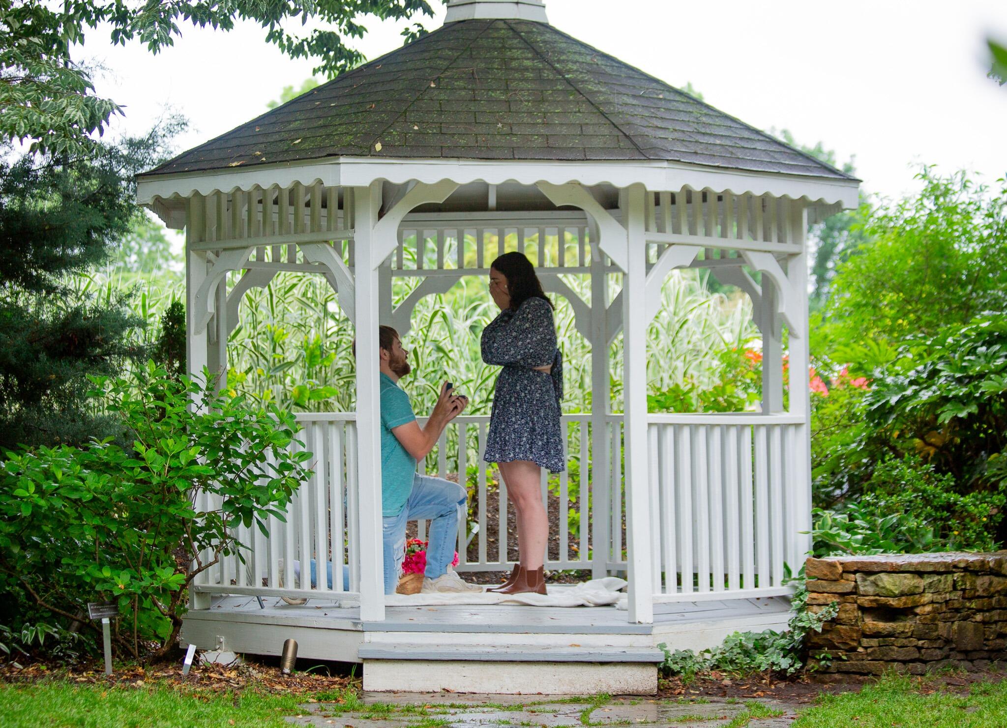 The day after Daniel moved back home, he popped the question! We went to the JC Raulston Arboretum where a blanket and flowers were set up in a gazebo. Special shoutout to our Best Man, Zach, and Maid of Honor, Olivia, for setting everything up! Afterward, we had a surprise engagement party with friends and family. We can't wait to see how the rest of our story unfolds!