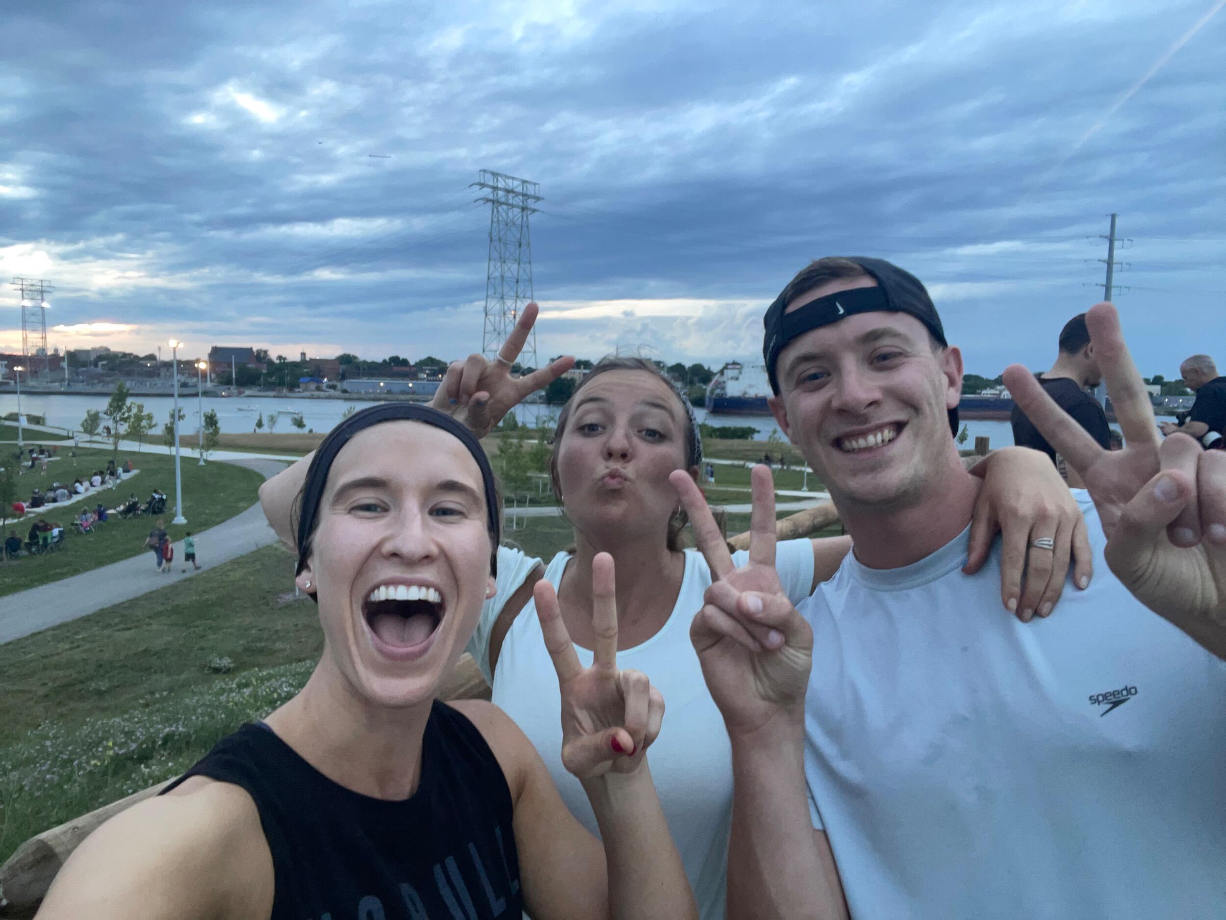The three amigo's! Claire, Jillian and Aaron all ready to watch the Toledo Fireworks! 