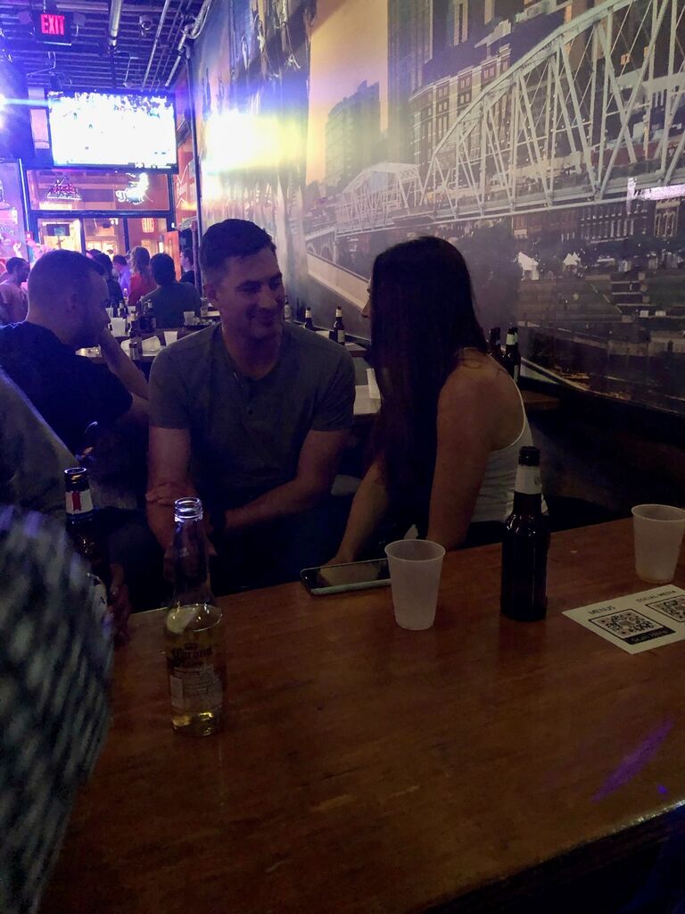 Jenny and Martin met at the Honky Tonk bar in Nashville at 1:03am. After Martin spotted her from across the bar, he came up to her and bought her a beer. This was their first conversation together before they hit the dance floor.