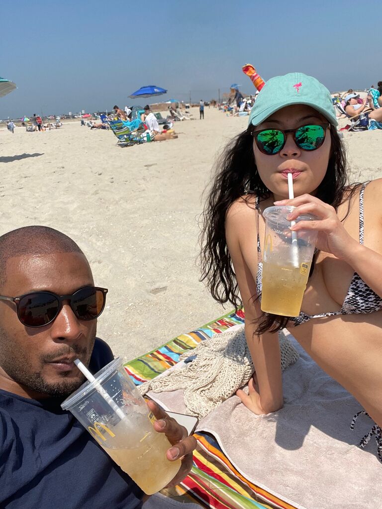Spiked iced tea and varenikis @ Brighton Beach