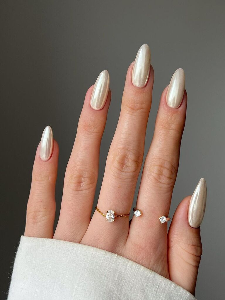 35 Nail Trends 2023 To Have on Your List : Glazed Donut Pearl Nails