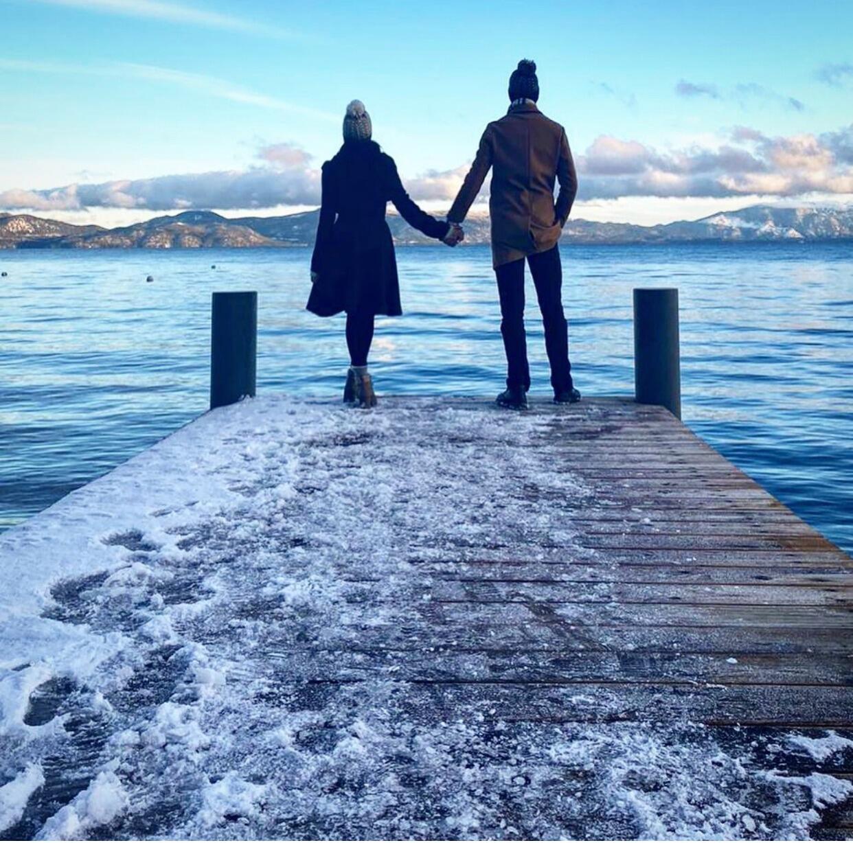 First trip together Lake Tahoe, snow on Christmas day. 
