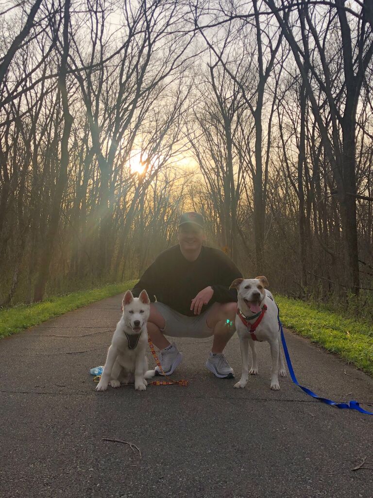 We love long walks with our pups.