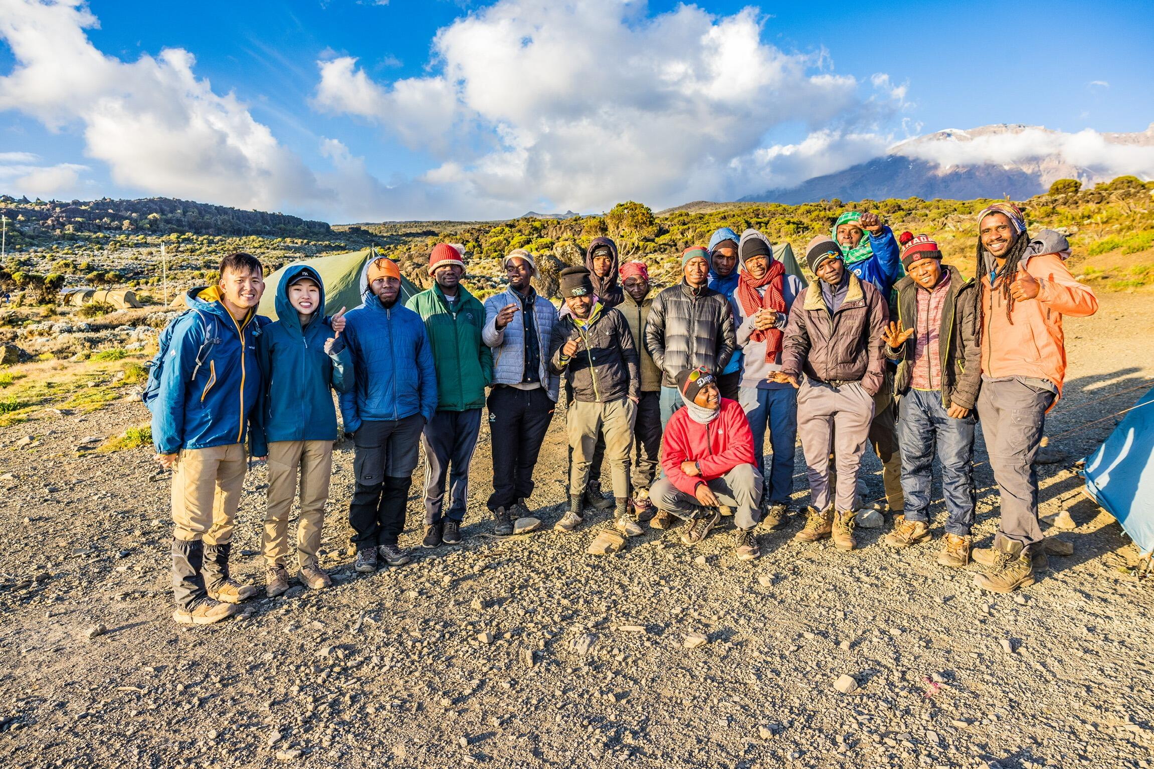 Our hiking crew during the Mount Kilimanjaro endeavour 🏔️