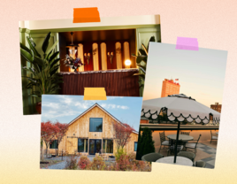 Collage of three trendy wedding venues across the US