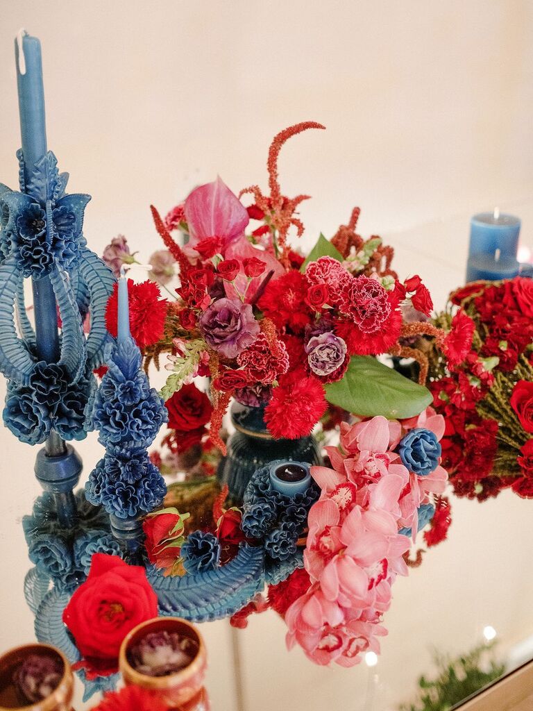 Bold red and blue florals