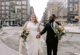 Bride and groom elope in New York City. 