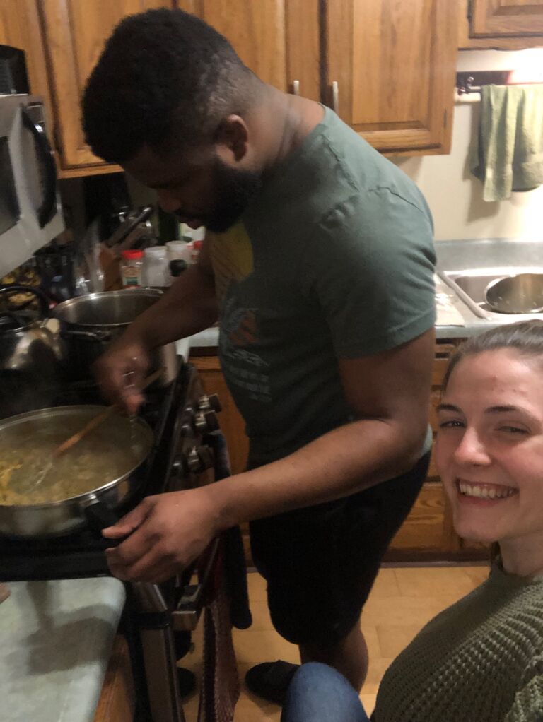 Derefaa teaching Karianna how to cook one of his brilliant recipes with all the proper technique! Cooking is one of Derefaa's favorite pass times and he is GOOOOD at it!