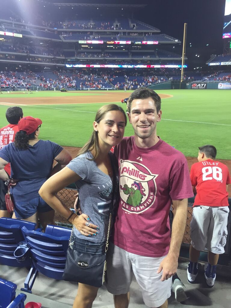 We started dating in July 2015. (Thanks, Tinder!) Shortly after, we went to our first Phillies game together!