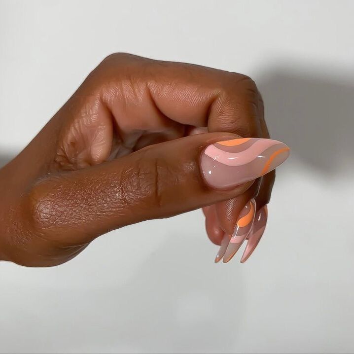 retro sixties pink and orange wedding nails