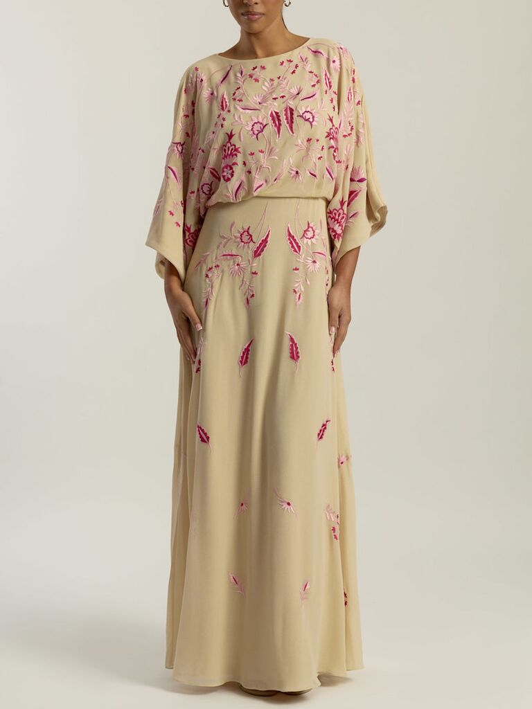 Frock and Frill nude embroidered mother-of-the-bride dress