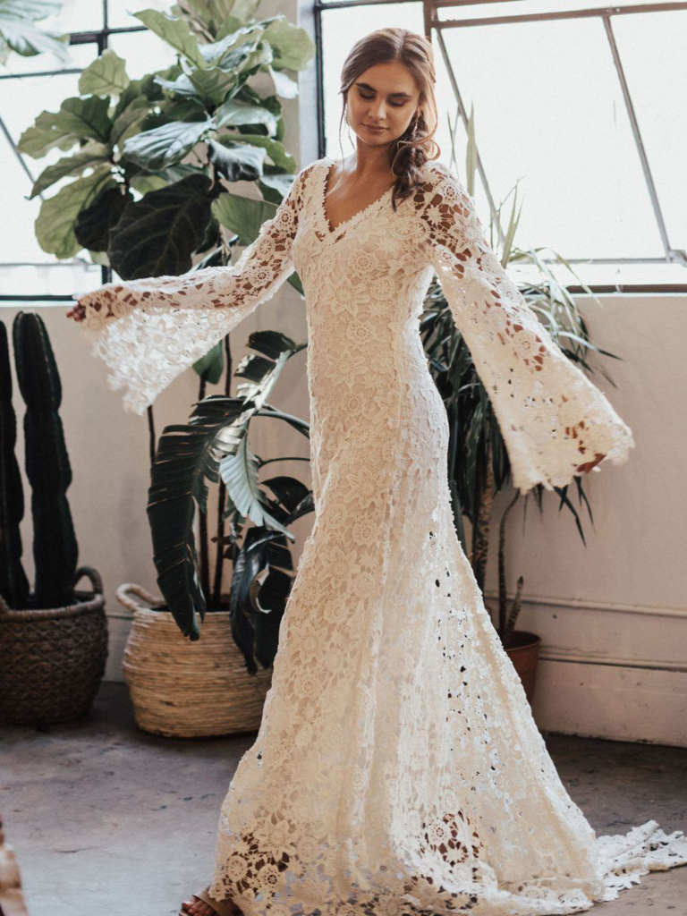 Lace crochet wedding dress sale