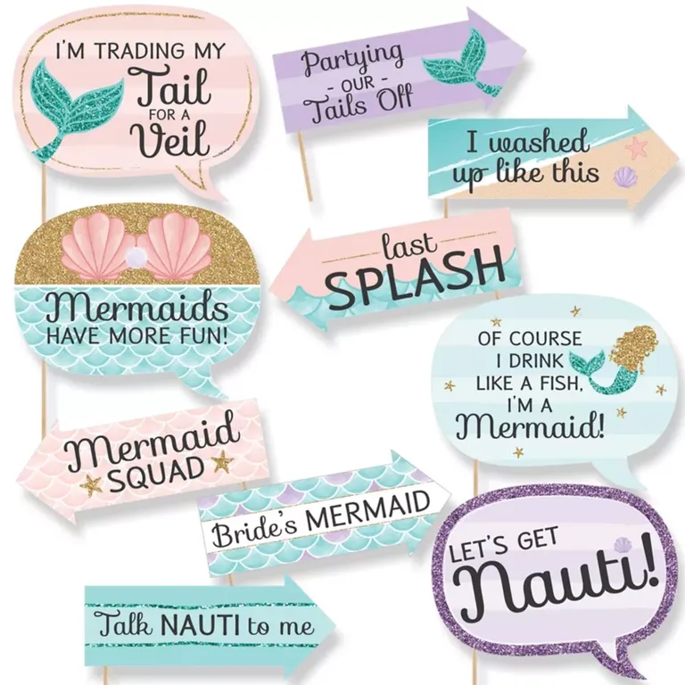 Mermaid Bachelorette Party Photo Booth Props Kit