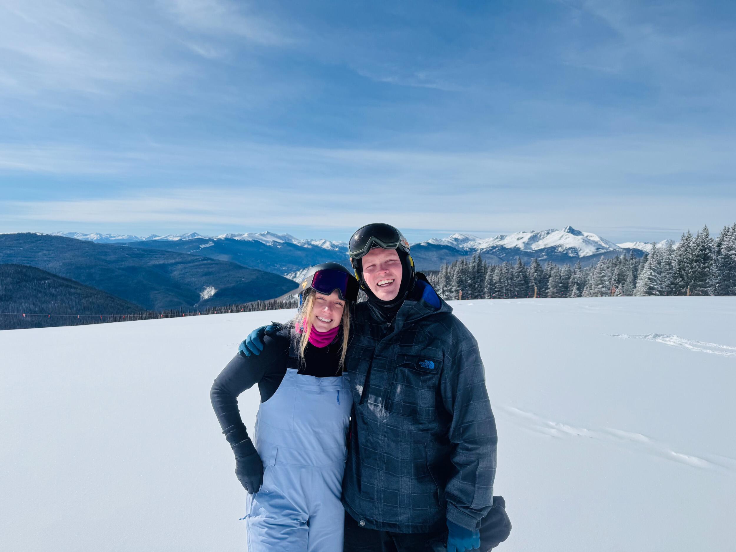 Skiing in Vail, CO; Ashley has no idea what is planned for later today. 