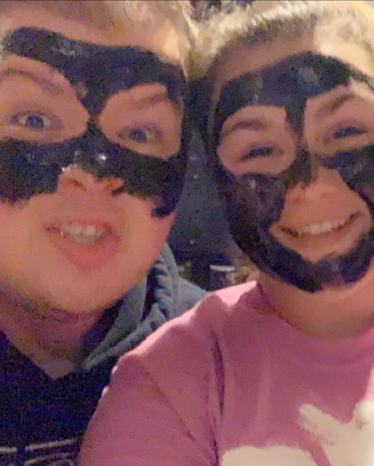 Our first date was at Hammerhand coffee shop in Liberty, MO.  One our earliest and favorite memories is doing facemasks and chilling with Brant's family.