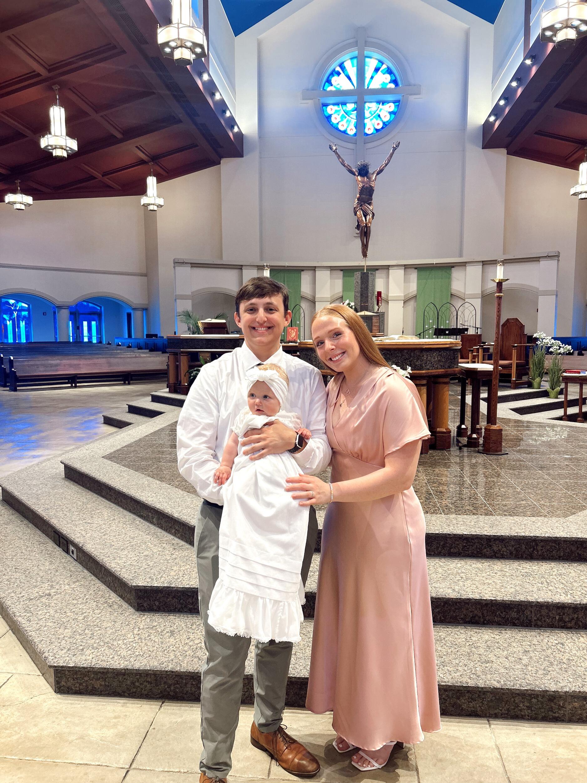 Maribel's Baptism at St. Ambrose Church with loved ones and friends