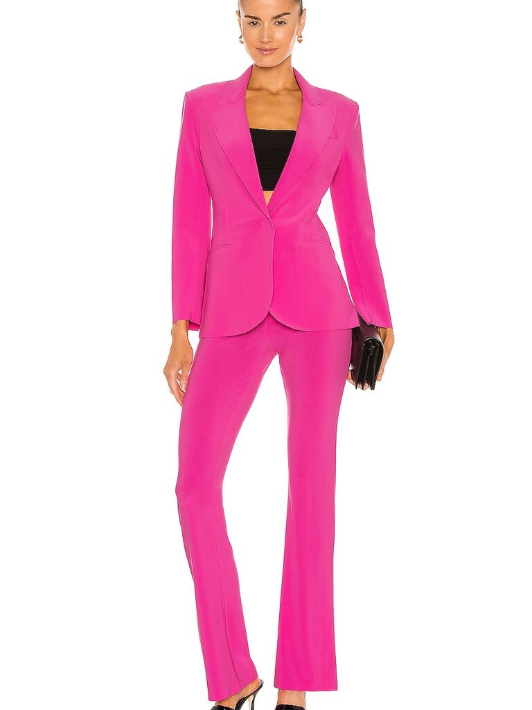 Hot Pink Bell Bottom Pants Suit Set With Blazer, Pink Blazer Trouser Suit  for Women, White Trouser Set for Women, Pants Suit Set Womens 