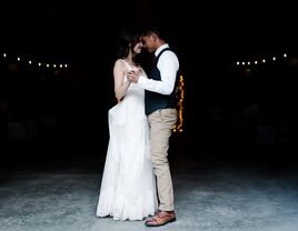 Bride and groom first dance at wedding reception