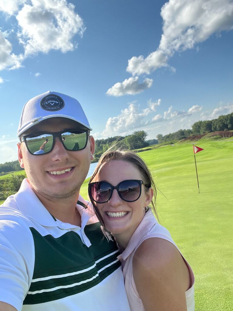 Celebrating our 6 years of dating & 1 year until we say "I do" by golfing at Eagle Eye